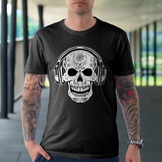 T-shirt de musique casque crâne