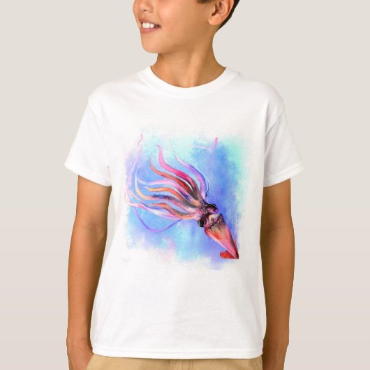 T-shirt de natation de calmar coloré (Devant)