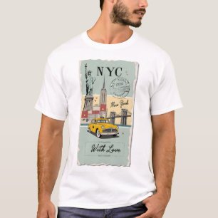 T-shirt De New York, avec Amour - Minuit sur Broadway La
