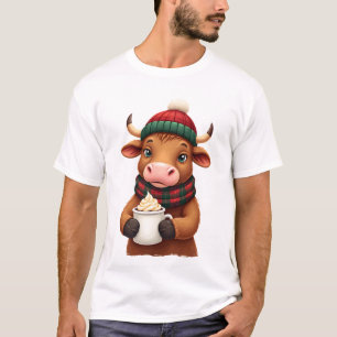 T-Shirt de Noël à coup de pinceau Highland Cow (2)