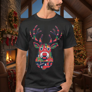 T-shirt de Noël avec un pull moche de renne en pix