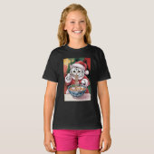 T-shirt de Noël Chat Mangeant des Ramen (Devant entier)
