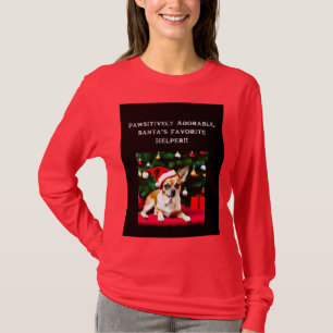 T-shirt de Noël Chihuahua en chapeau de Santa
