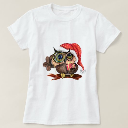 T-shirt de Noël Chouette bébé avec cadeau (Design devant)