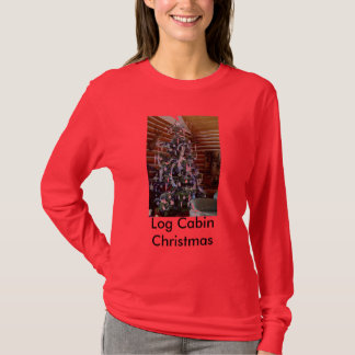 T-shirt de Noël de cabine de rondin