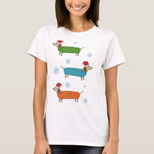T-shirt de Noël de chiens de saucisse de teckel d