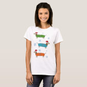 T-shirt de Noël de chiens de saucisse de teckel de (Devant entier)