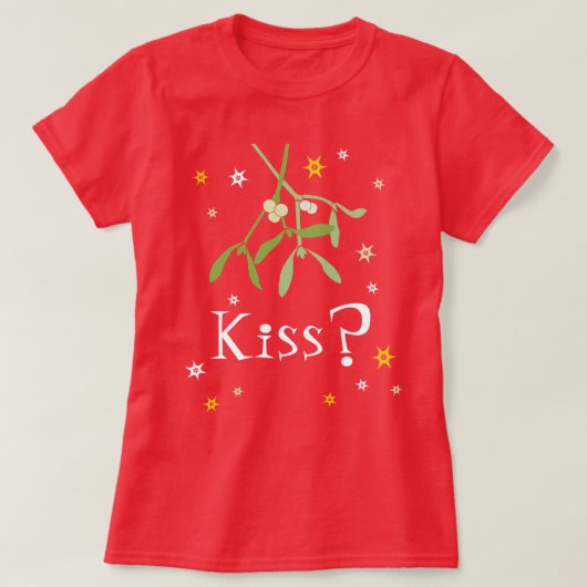 T-shirt de noël de mistletoe rouge (Design devant)