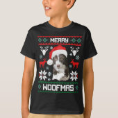 T-shirt de Noël de Woofmas de chien de border (Devant)