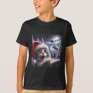 T-shirt de Noël drôle de chat selfie de renne de P