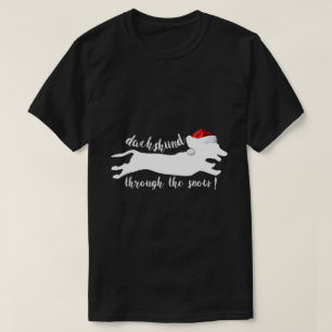 t-shirt de Noël drôle de teckel à travers la neige