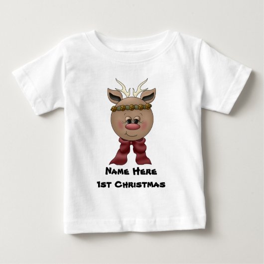 T-shirt de Noël du bébé de renne ęr (Devant)