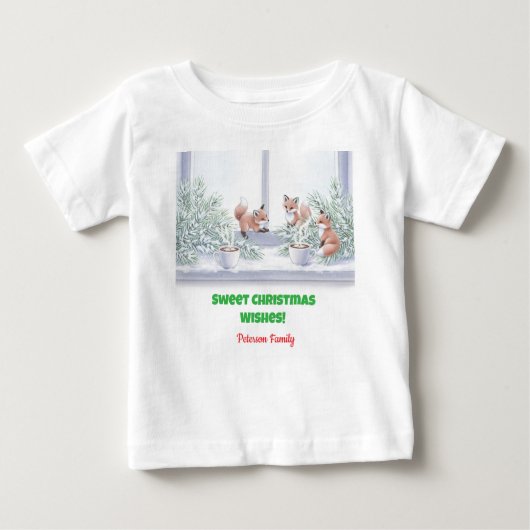 T-shirt de Noël familial - Cosy Winter Fox Scene (Devant)