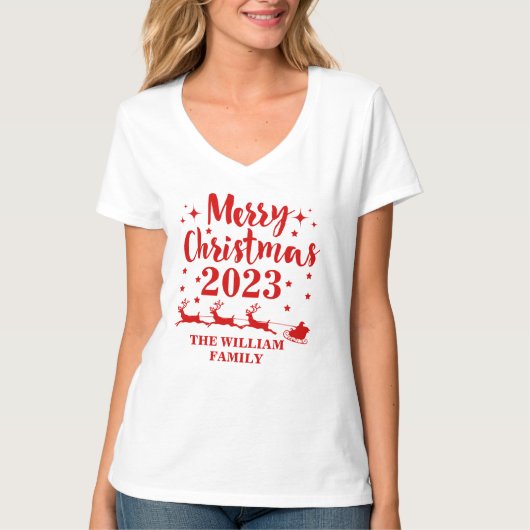 T-shirt de Noël familial personnalisé (Devant)
