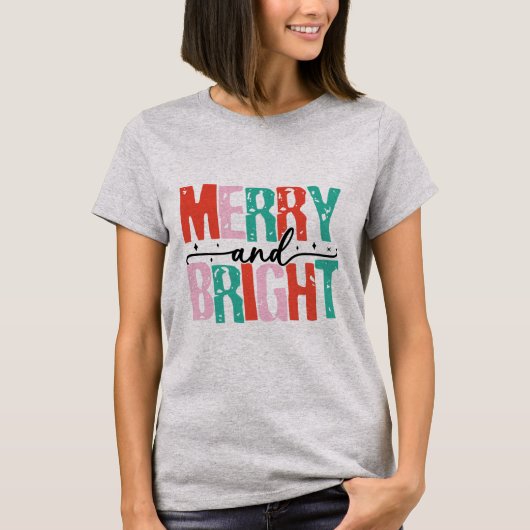 T-shirt de Noël joyeux et lumineux (Devant)