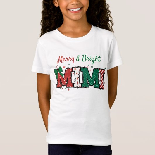 T-shirt de Noël Joyeux et Lumineux Mimi enfant (Devant)