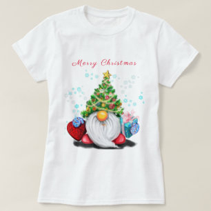 T-shirt de Noël Joyeux Gnome avec cadeau