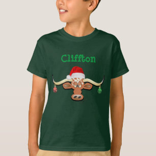 T-shirt de Noël Longhorn Steer Boy