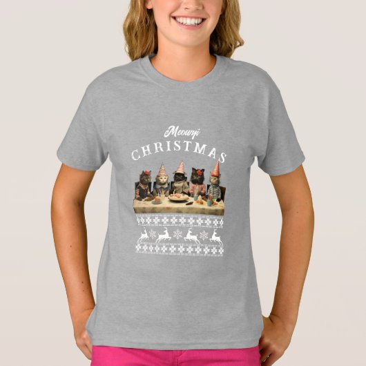 T-shirt de Noël Meowy (Devant)