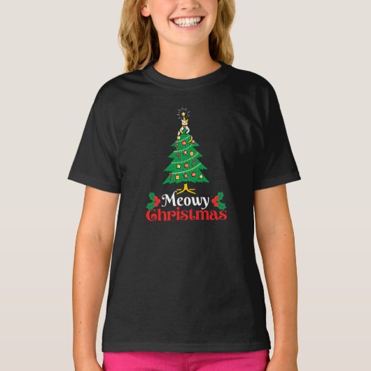 T-shirt de Noël Meowy (Devant)