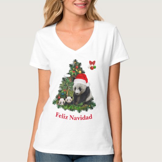T-Shirt de Noël ours panda (Devant)