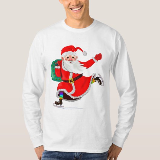 T-shirt de Noël Père Noël avec cadeau (Devant)