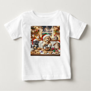 T-shirt de Noël pour bébé avec chien, chat, lapin
