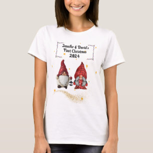 T-shirt de Noël pour couples Gnome premier Noël
