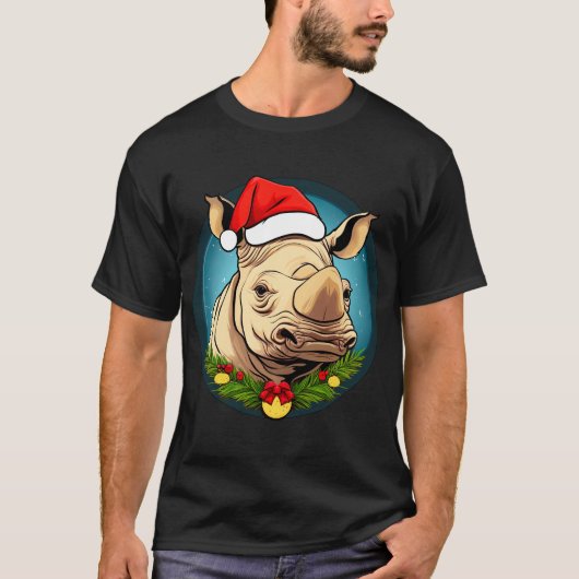 T-Shirt de Noël rhinocéros (Devant)