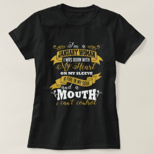 T-shirt de noir d'anniversaire de femme de janvier