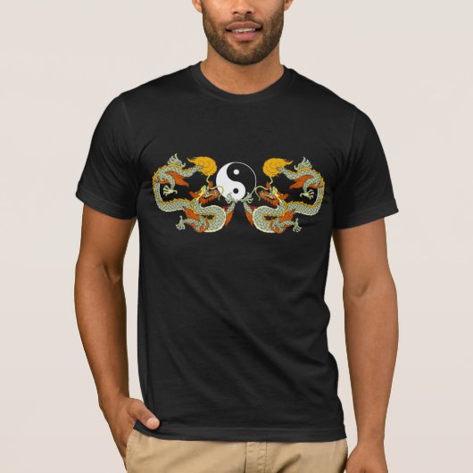T-shirt de noir de dragon de Yin Yang (Devant)