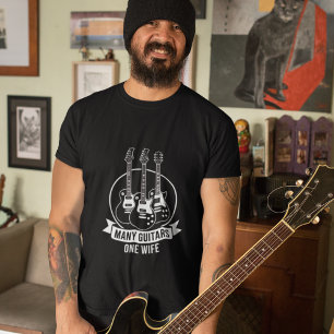 T-shirt De nombreuses guitares, une épouse, tee drôle de g