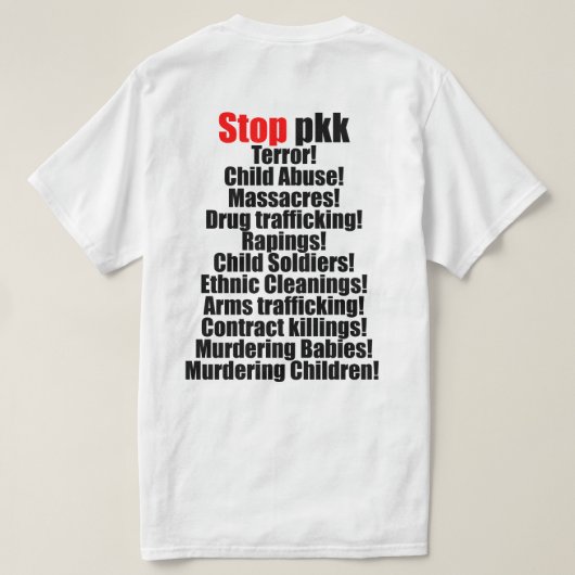 T-shirt De pair contre le terrorisme de pkk (Design dos)