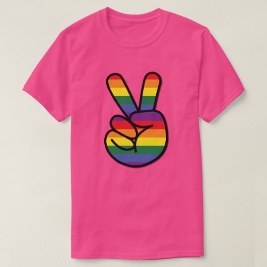 T-shirt de paix avec drapeau arc-en-ciel (Design devant)