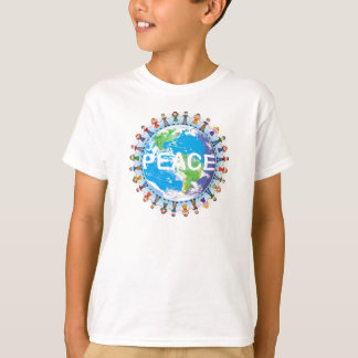 T-shirt de paix d'enfants - enfants tenant le