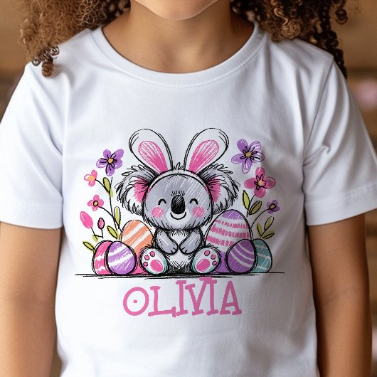 T-shirt de Pâques Nom personnalisé Filles Koala Bu