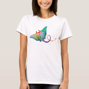 T-shirt de pastenague de l'aquarelle des femmes