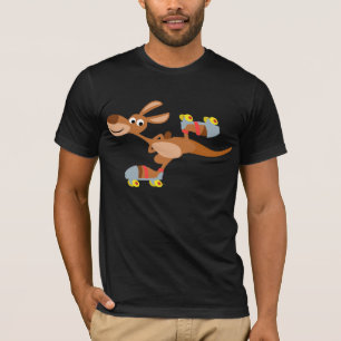 T-shirt de patinage de kangourou de bande dessinée
