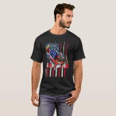 T-shirt de pêche à la basse Pêche Poisson Drapeau  (Devant entier)