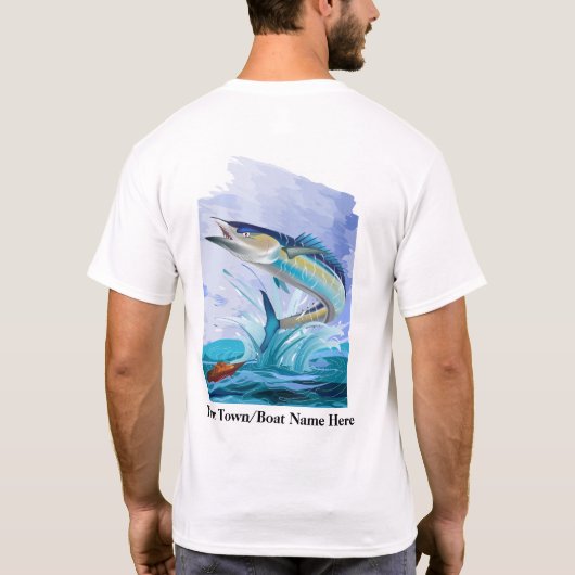 T-Shirt De Pêche De Designer. Le Wahoo Avec Attitu (Dos)