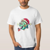 T-shirt de pêche de Noël amusant (Devant)