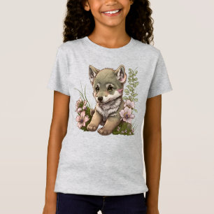 T-Shirt de petite fille de loup de patient