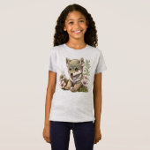 T-Shirt de petite fille de loup de patient (Devant entier)
