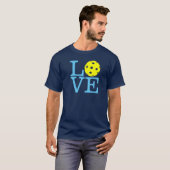 T-shirt de Pickleball : Bleu marine de "AMOUR" (Devant entier)