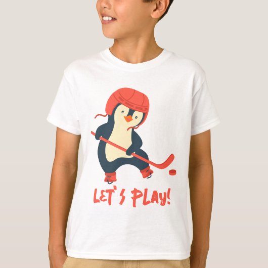 T-shirt de pingouin de hockey sur glace (Devant)