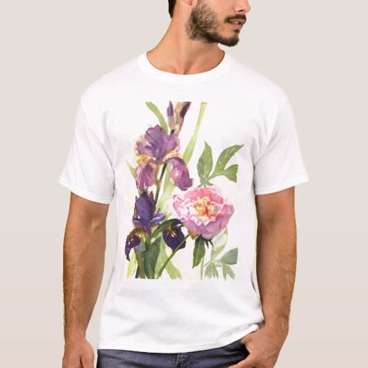 T-shirt de pivoine et de 2 iris (Devant)
