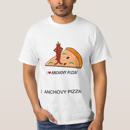 T-shirt de pizza d'anchois I <3 (Devant)
