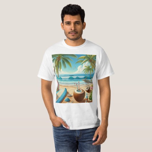 T-shirt de plage tropical (Devant entier)