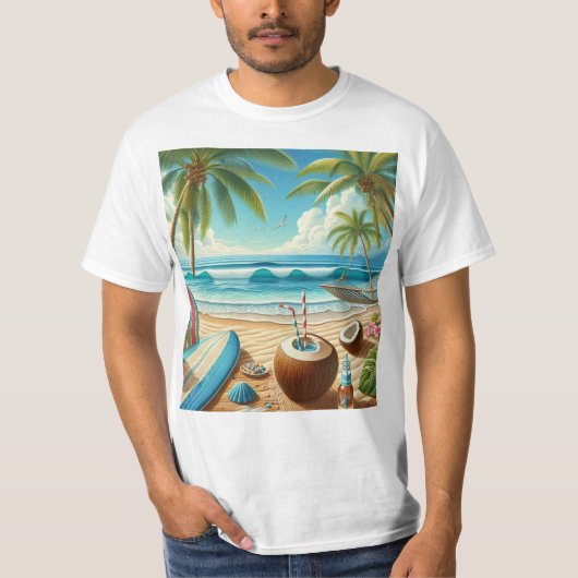 T-shirt de plage tropical (Devant)