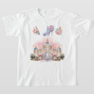 T-shirt de princesse de château pour petite fille.
